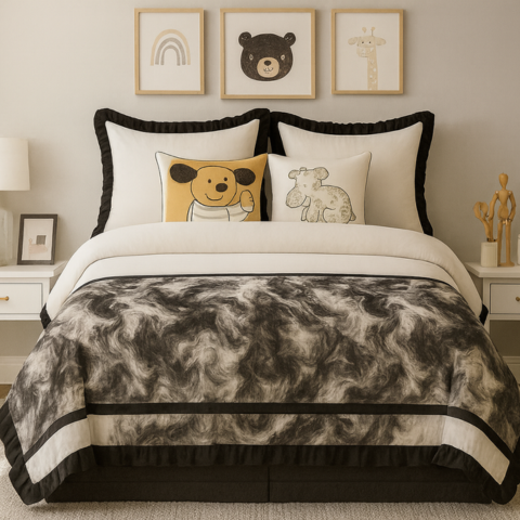 Juego de Cama Imperial Estampado con Tela Antialérgica (Estilo moderno y acogedor)